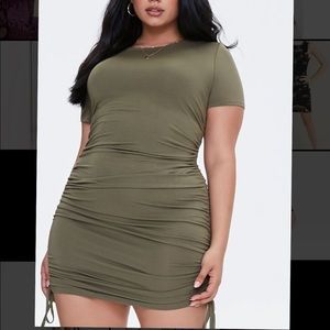 Army Green Ruched Plus Size Body Con Dress
